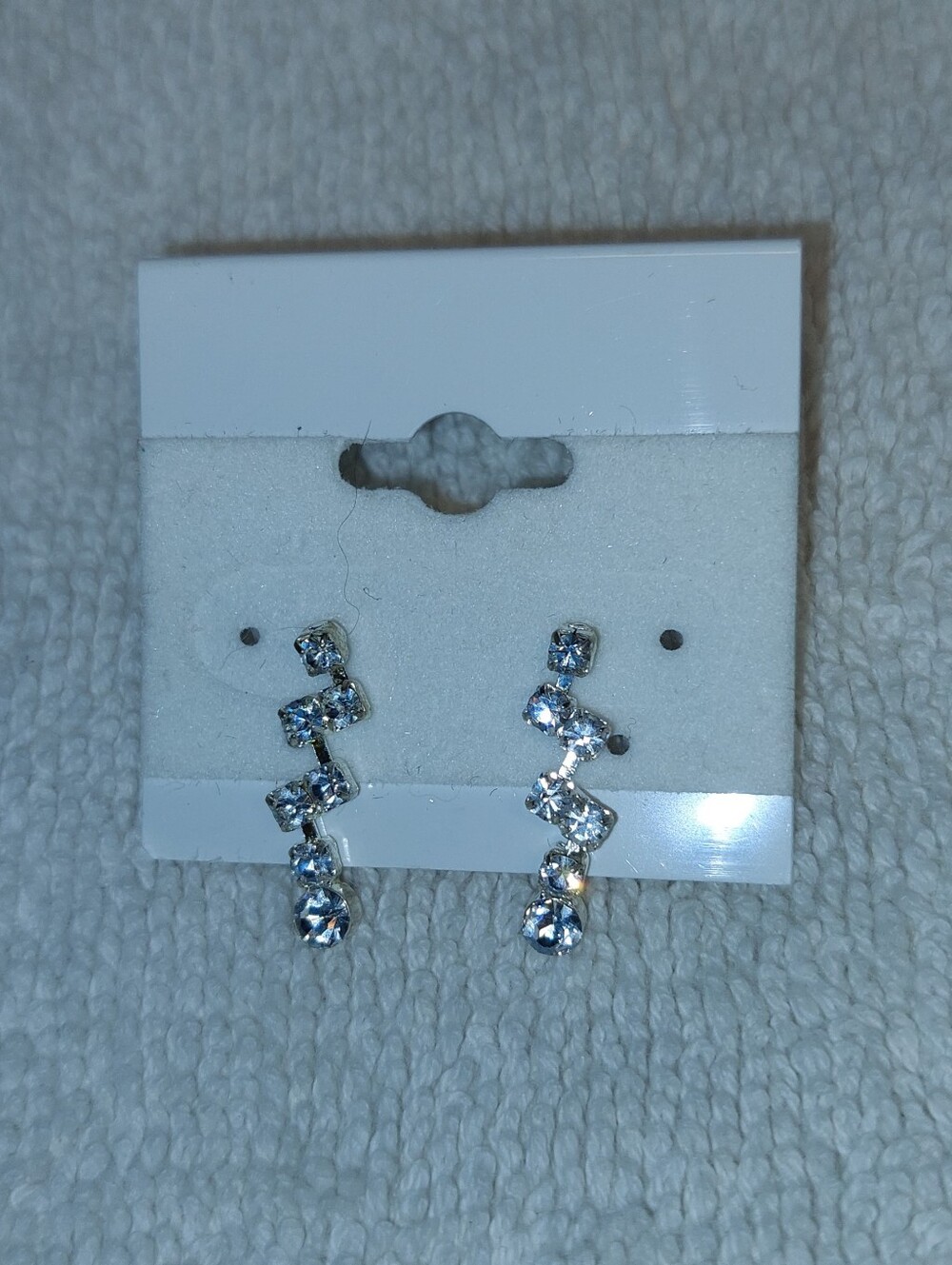 Crystal Linear Drop Earrings - Silver Tone